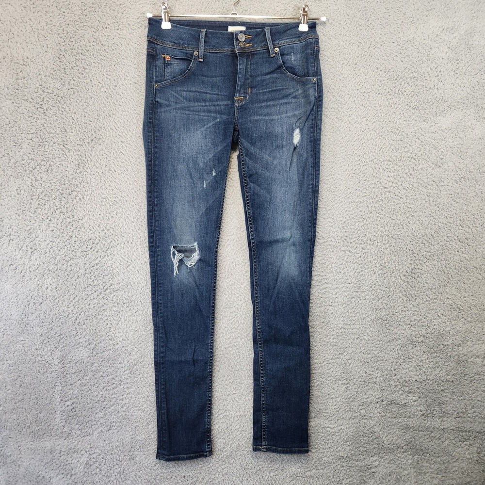 Hudson Distressed Skinny Jeans Womens‎ Size 27 (Fits 30x31) Mid Rise Medium Wash
